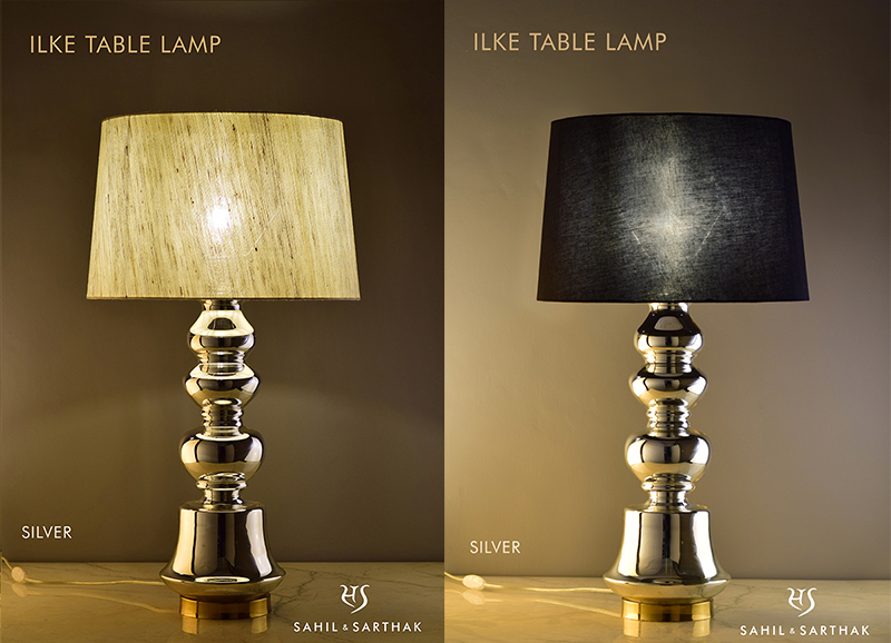 Silver color Ilke Table Lamp by Sahil & Sarthak